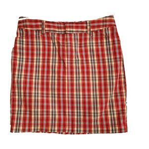 Chaps Skirt Womens size 6 Red Plaid Belt Loops Pencil Casual Preppy